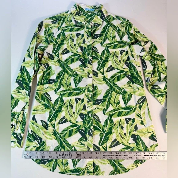 J. Mcglaughlin Lois Blouse Tropical Leaves Size Small EUC - Picture 7 of 9